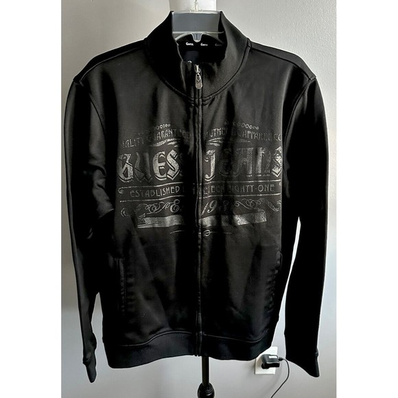 Guess Mens XL Black Full Zip Long Sleeve Activewear Jacket Heavy Sweatshirt EUC - Picture 1 of 4